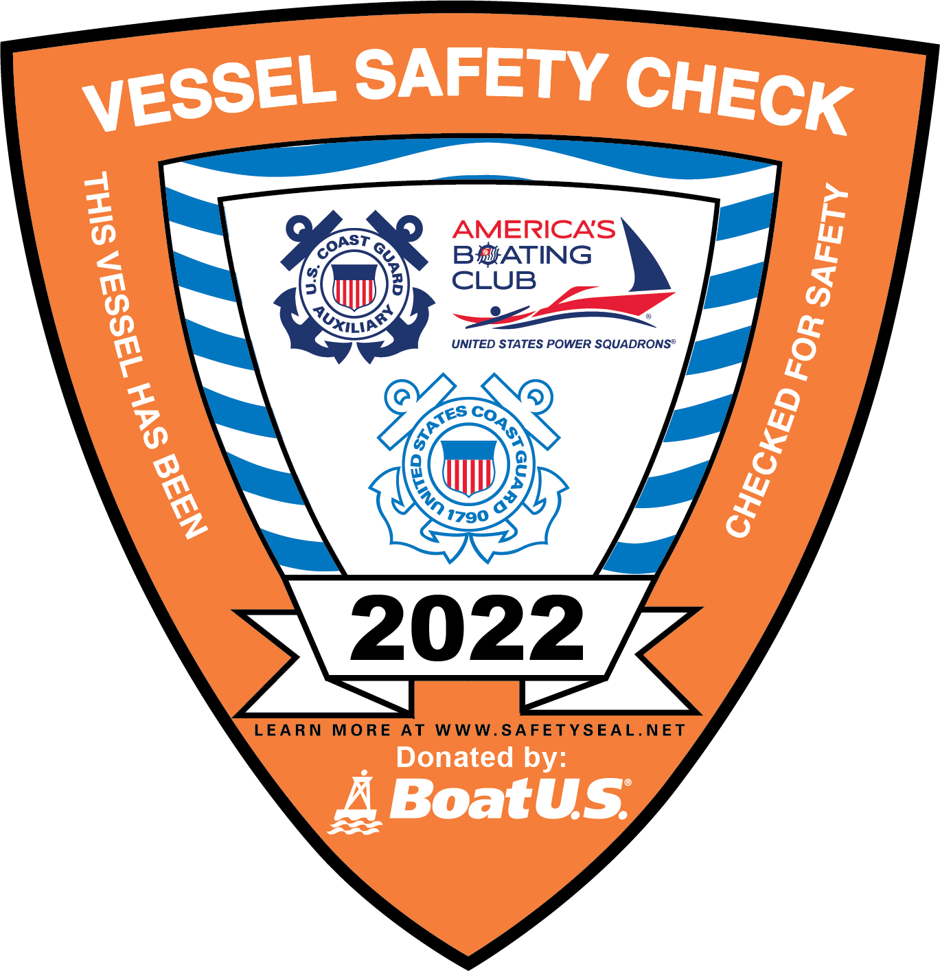 Image of the decal for boats which have passed the 2018 Vessel Safety Check