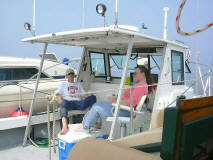 Garth and Alison share the pool aboard Lady G.