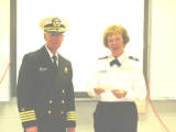 P/C Nancy Miller, SN, introduces Captain Richard E. Barry, Jr.