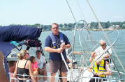 Safety Officer Art Andrea guides man-overboard rehearsal.